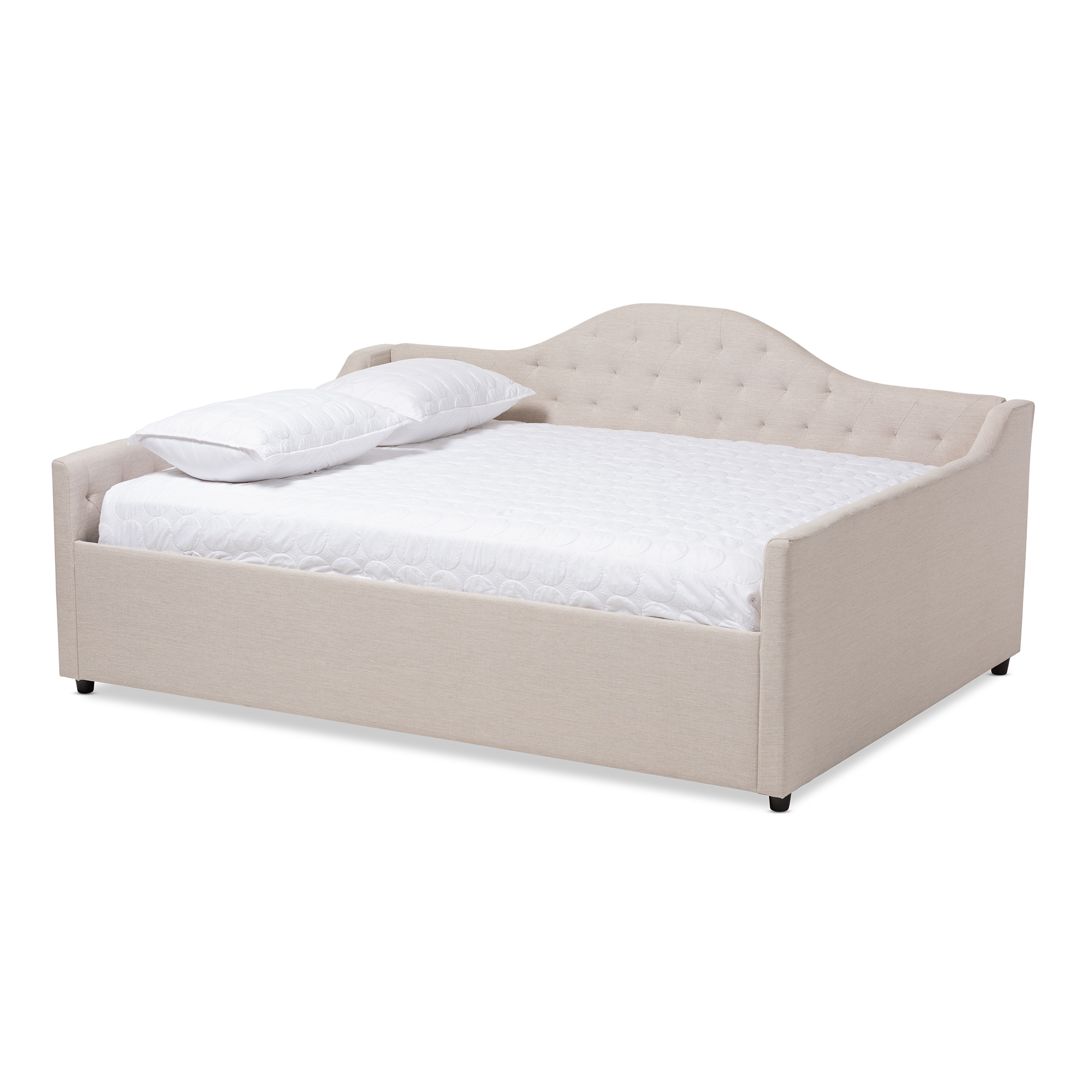 Baxton Studio Eliza Modern and Contemporary Light Beige Fabric Upholstered Full Size Daybed